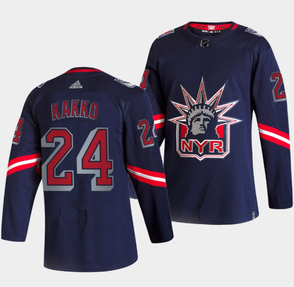 Men's New York Rangers #24 Kaapo Kakko 2021 Navy Reverse Retro Stitched Jersey Men's New York Rangers #24 Kaapo Kakko 2021 Navy Reverse Retro Stitched Jersey